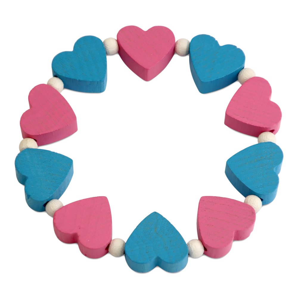 Detoa Dziecięca bransoletka z różowymi i niebieskimi serduszkami