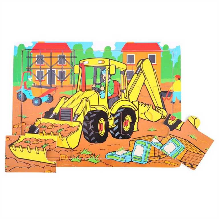 Bigjigs Toys Holzpuzzle Bagger 9 Teile