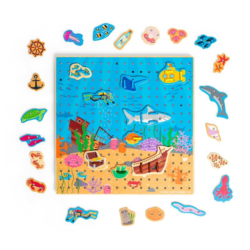 Bigjigs Toys Tablero de enhebrar Mar - Imagen 3