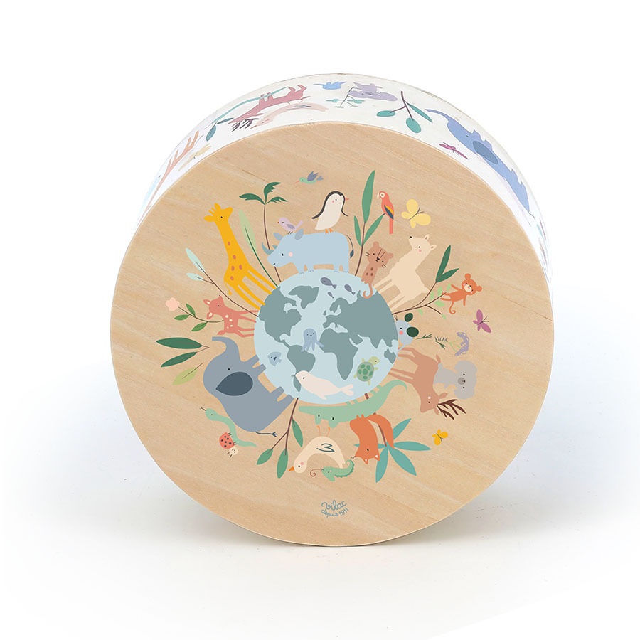 Vilac Cajón de madera Tambor Animales del mundo Sarah Betz - Imagen 6