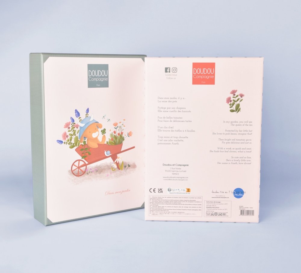 Doudou Zestaw upominkowy Pluszowa krówka Aneth z kocykiem zielona 28 cm - obrazek 5