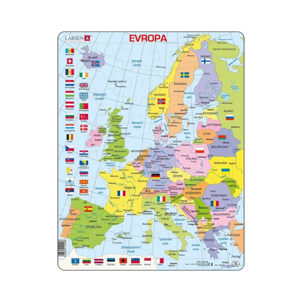 Larsen Puzzle edukacyjne Europa Mapa polityczna 48 elementów