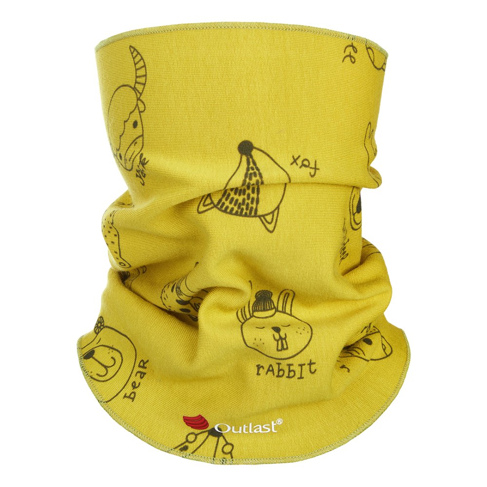 Braga para el cuello infantil con estampado Outlast® - animales verde amarillentos UNI