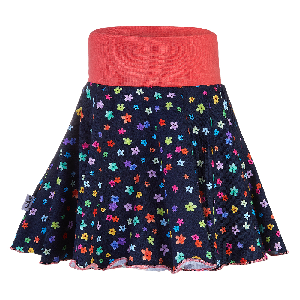 Falda acampanada - flores azul oscuro 104