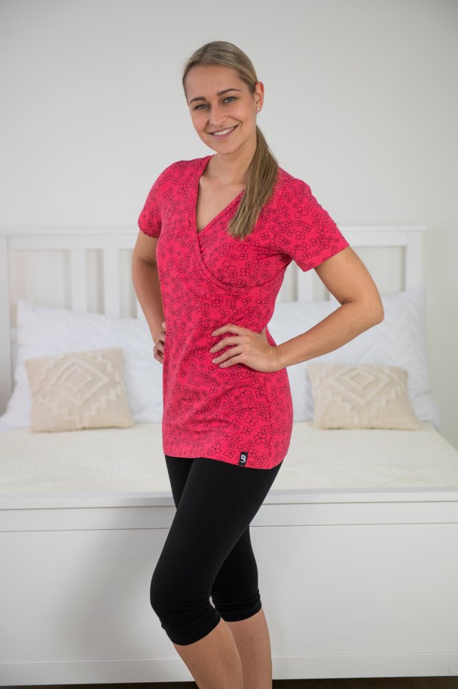 Maglietta per allattamento STAMPA MC sottile Outlast® - Fiori di fragola XXL - immagine 5