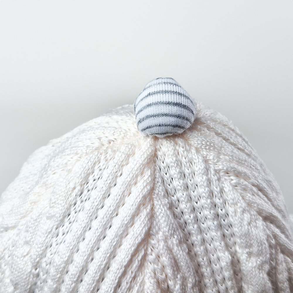 Bonnet doublé à nouer Outlast® - Off White/rayure chinée blanc-gris 3 | 42-44 cm – Image 3