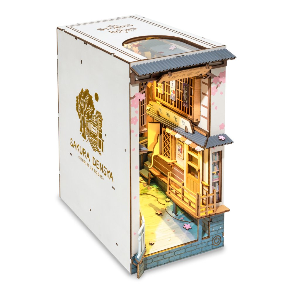 RoboTime 3D skládačka Zarážka na knihy Miniatura domečku Sakurová ulička (obrázek 8)
