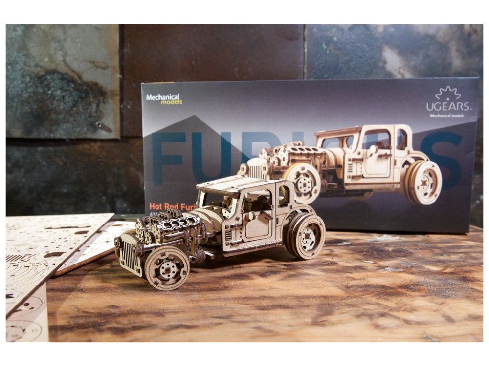 Ugears 3D dřevěné mechanické puzzle The Hot Rod Furious (obrázek 8)