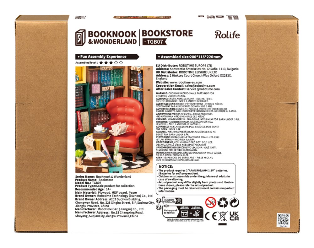 RoboTime 3D skládačka Zarážka na knihy Miniatura domečku Knihkupectví (obrázek 10)