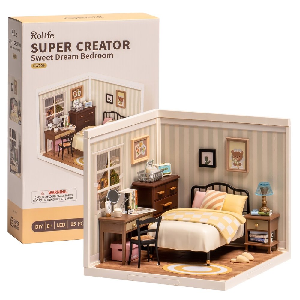 RoboTime 3D dřevěná skládačka Miniatura domečku Ložnice Sweet Dream (obrázek 8)
