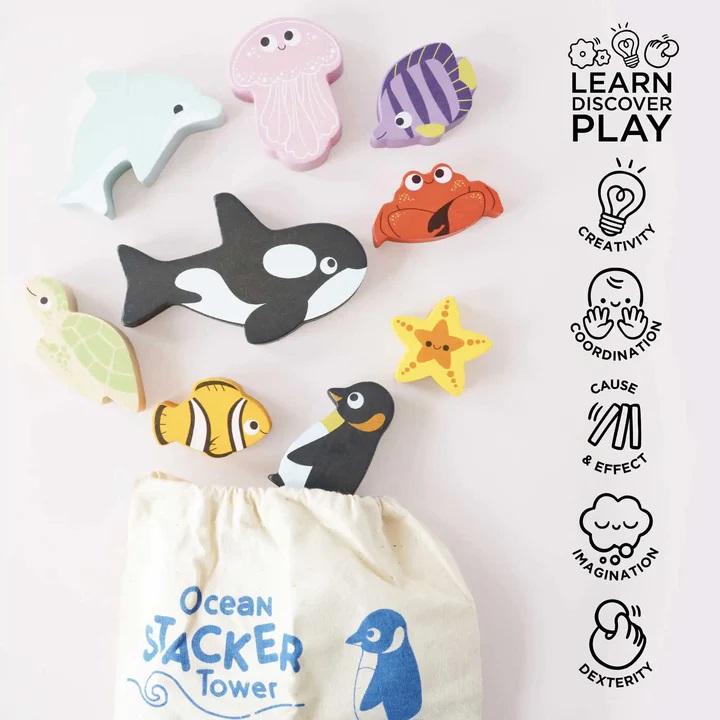 Le Toy Van Petilou Skládací věž Oceán 9 ks (obrázek 10)