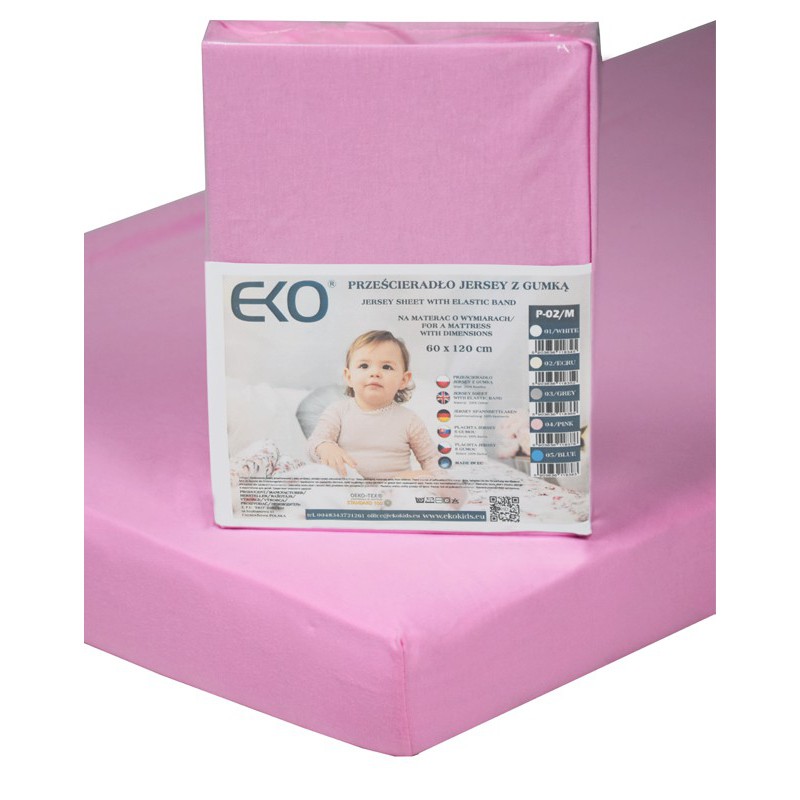 EKO Laken Met Elastiek Jersey Roze 120x60 Cm