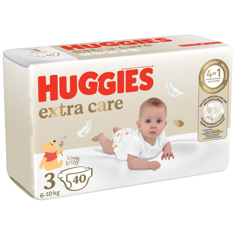 HUGGIES® Pleny Jednorázové Extra Care 3 (6-10 Kg) 40 Ks