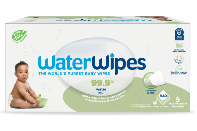 9x WATERWIPES Plastikfreie Feuchttücher Soapberry 60 Stück (540 Stück)