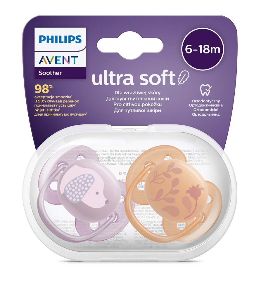 Philips AVENT Pacifier Ultrasoft Premium Animal 6-18m Girl, 2 Pcs