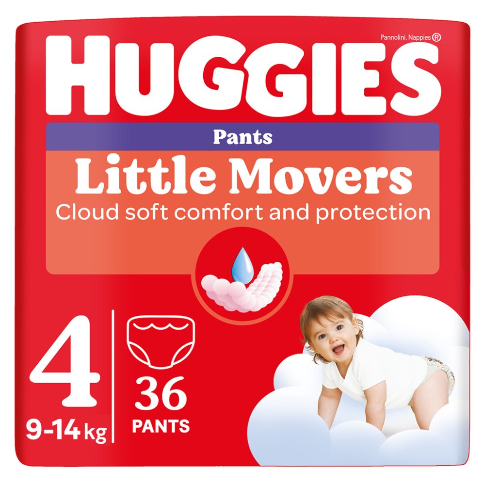 HUGGIES® Little Movers Pants 4 (9-14 Kg), 36 Pcs