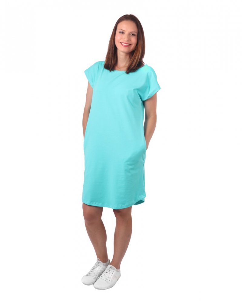 Robe Zoe à poches pour femme, coupe ample, turquoise XS/S – Image 4