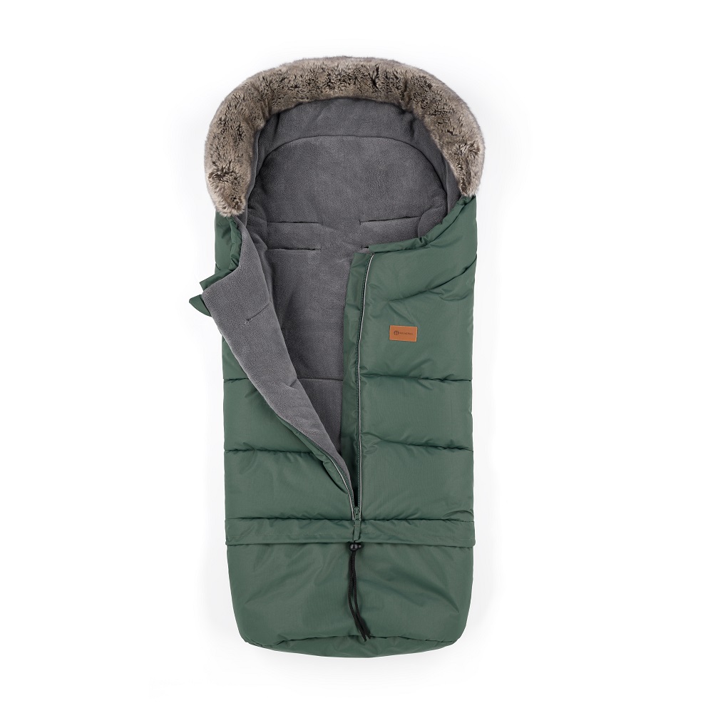 PETITE&MARS Ensemble chancelière d'hiver Arctic 4 en 1 + gants pour poussette Furry Veritable Kaki – Image 7