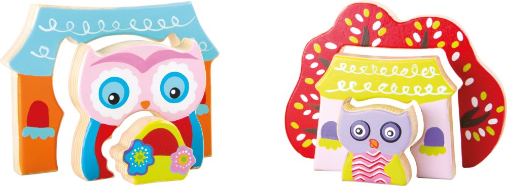 Small Foot Puzzle 3D de madera búhos en la casita