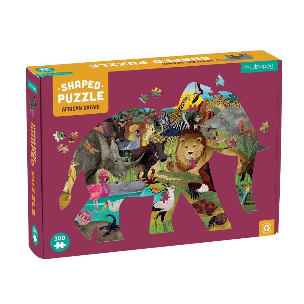 Mudpuppy Puzzle Afrykańskie safari w kształcie słonia 300 elementów