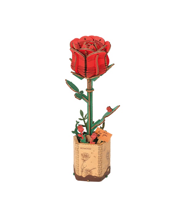 RoboTime 3D Holzpuzzle Rote Rose