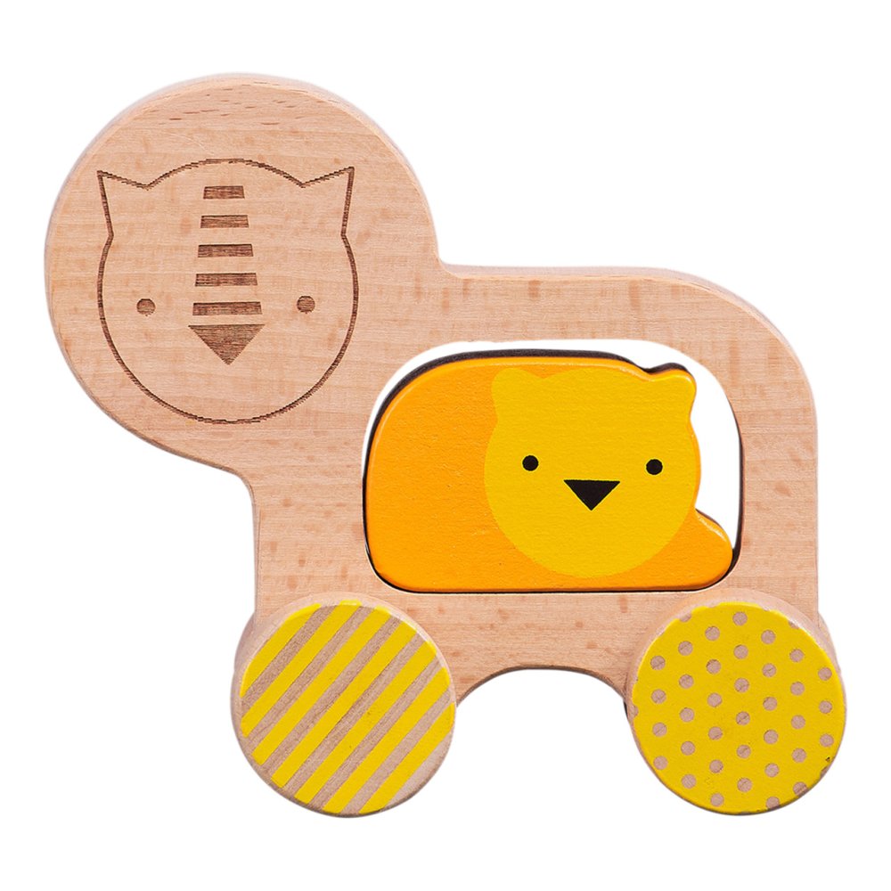 Petit Collage Drewniany lew na kółkach