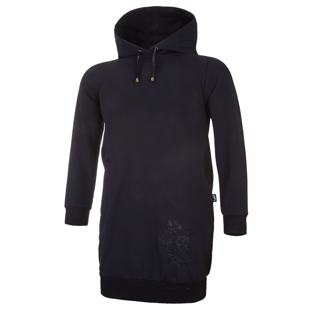 Robe sweat-shirt broderie - noire 164