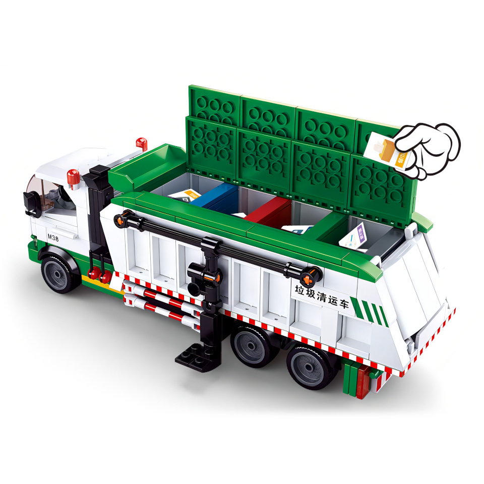Sluban Town M38-B0780 Popelářský recyklační vůz + hra s kartami (obrázek 2)