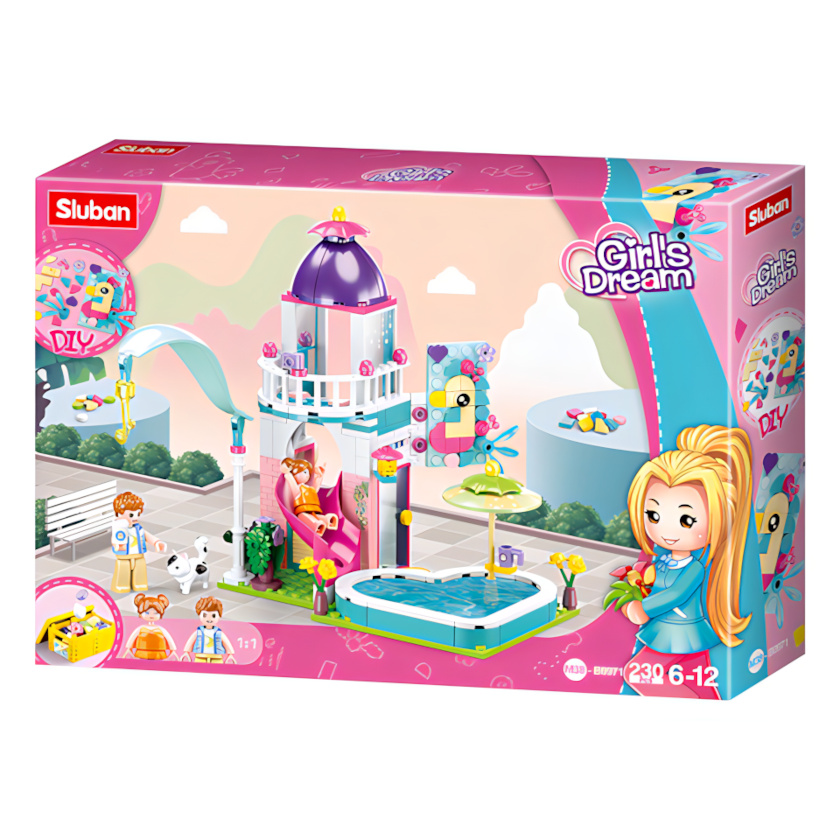Sluban Girls Dream M38-B0971 Domek se skluzavkou do bazénu (obrázek 3)