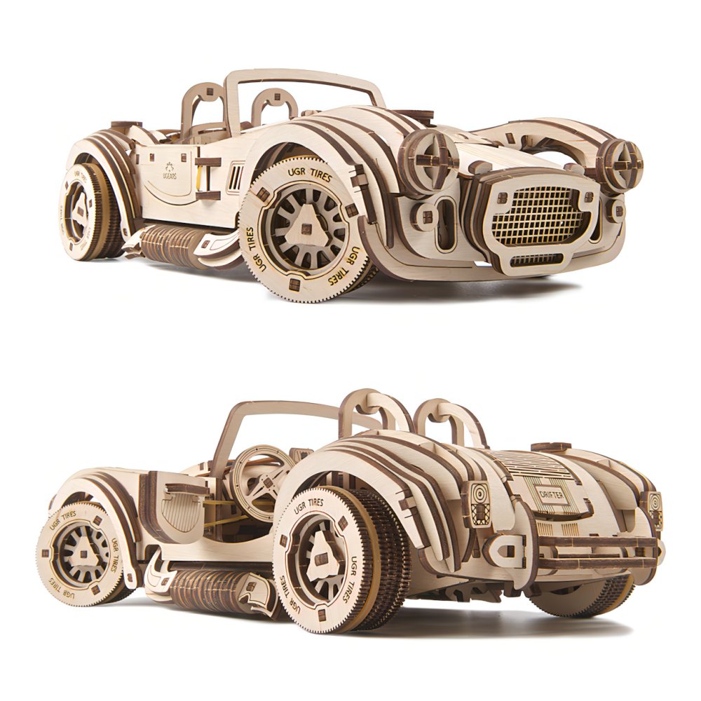 Ugears 3D dřevěné mechanické puzzle Driftující závoďák Cobra (obrázek 3)