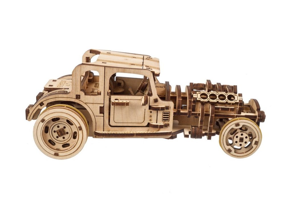 Ugears 3D dřevěné mechanické puzzle The Hot Rod Furious (obrázek 5)
