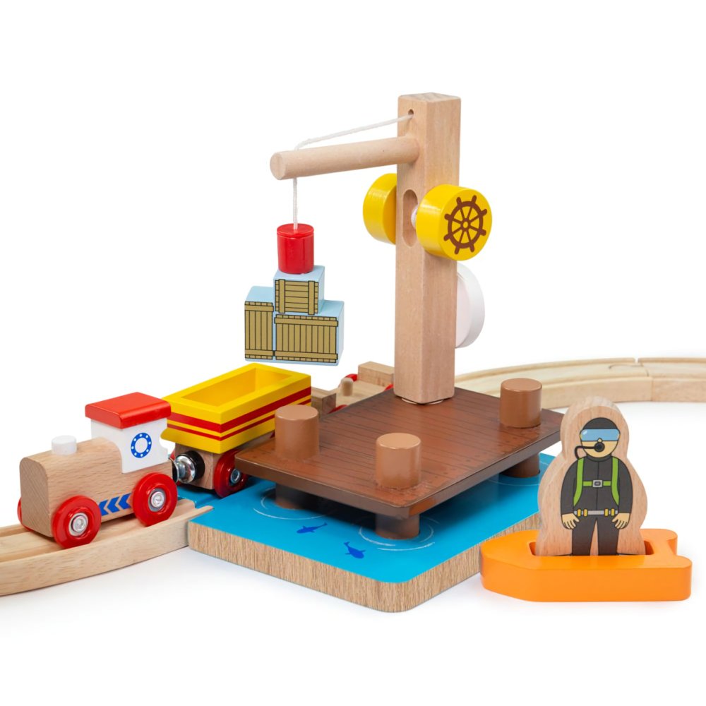 Bigjigs Rail Přístav s jeřábem, člunem a potápečem (obrázek 3)