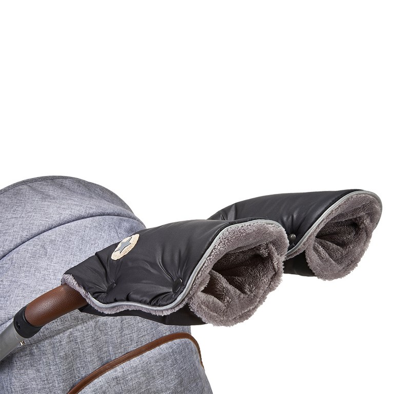 Guantes para cochecito MAZLÍK par - negro-logo/gris