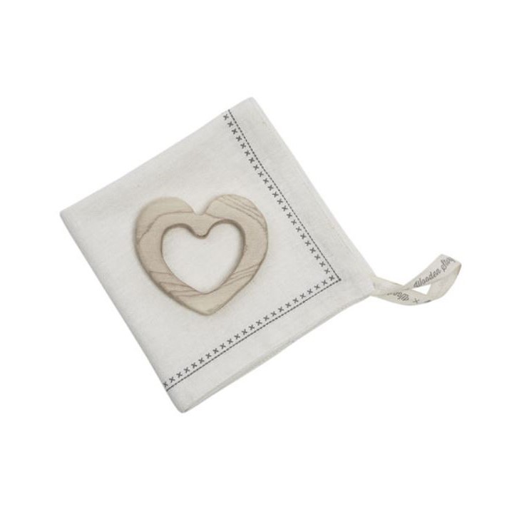 Wooden Story Mini Teether - Heart With A Hanky,Wooden Story Mini Teether - Heart With A Hanky