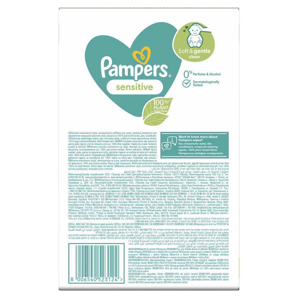 PAMPERS Sensitive Feuchttücher Plastic Free 24 X 52 Stk. = 1248 Stk