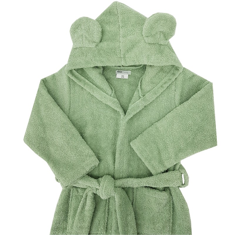 EKO Cotton Bathrobe With Hood And Ears Olive Green Size L 80-86