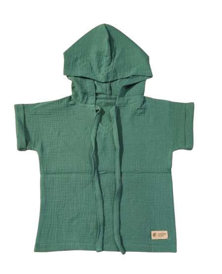 Camiseta De Muselina Con Capucha Monkey Mum® - Verde Oscuro 110/116