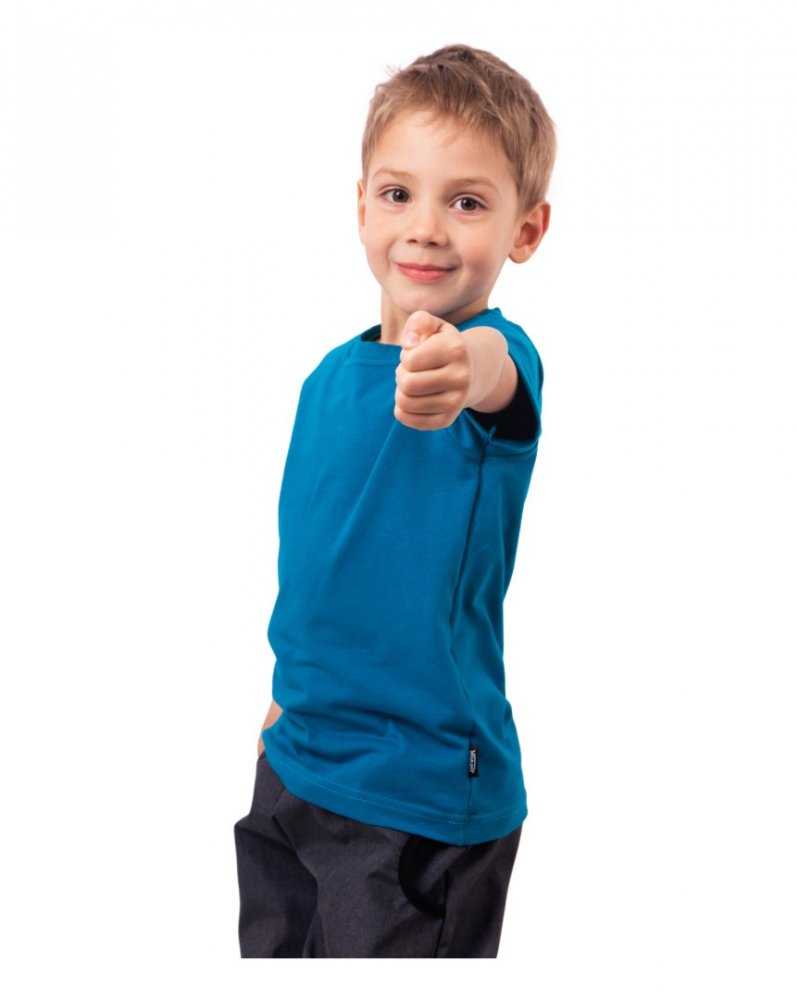 T-shirt pour enfants, manches courtes, turquoise foncé 128