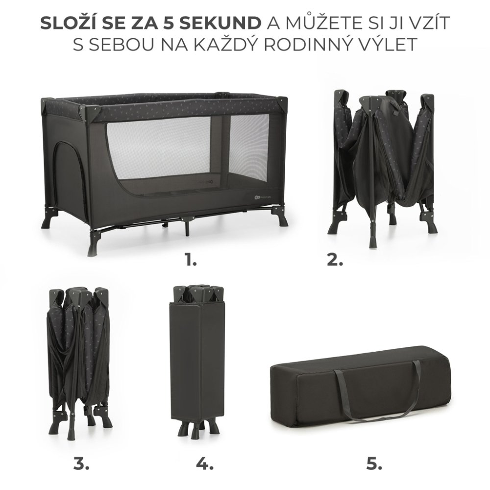 KINDERKRAFT Lettino da viaggio Joy Light grey - immagine 4
