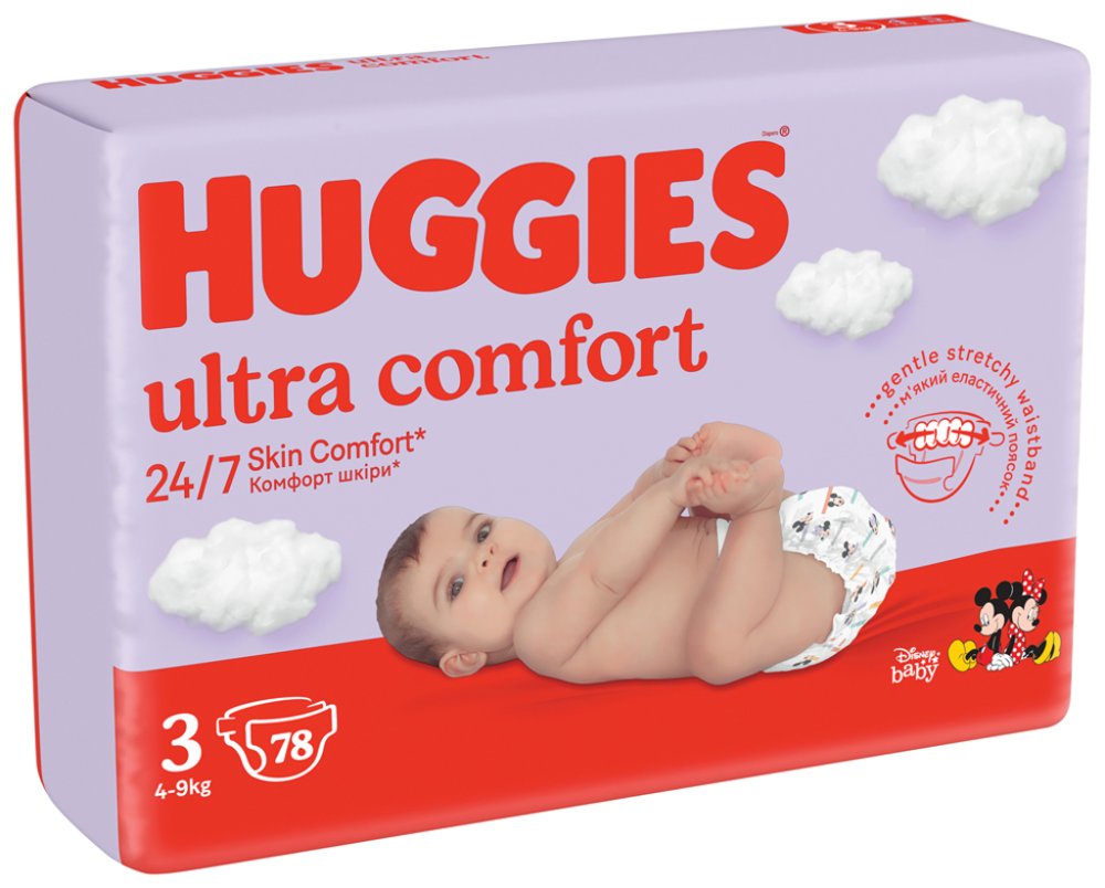 4x HUGGIES® Pieluszki jednorazowe Ultra Comfort Mega 3 (4-9 kg) 78 szt. - obrazek 5