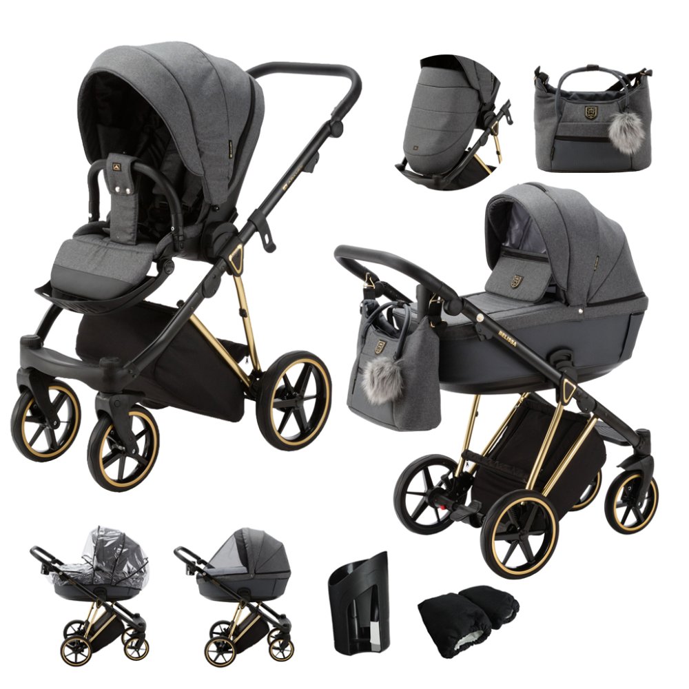 ADAMEX Poussette combinée Belissa Special Edition Graphite/Or
