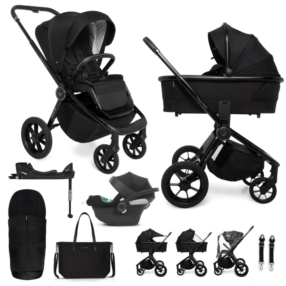 MUUVO SET Wózek 4w1 Quick SE 2 Chromium black set + CYBEX Aton B2 i-Size + baza