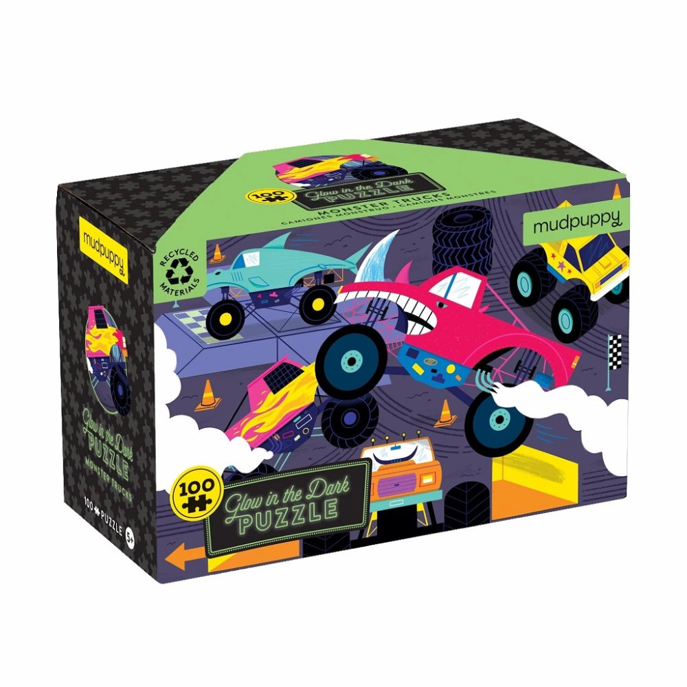 Puzzle Mudpuppy Monster Trucks - Brille dans le noir 100 pièces