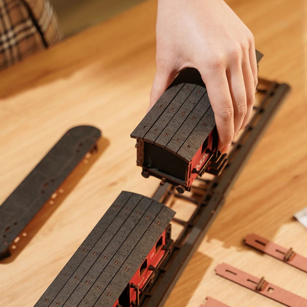 RoboTime 3D Rompecabezas de madera Locomotora de vapor Vintage - Imagen 5