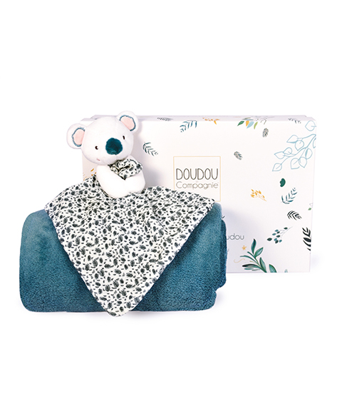 Coffret cadeau Doudou Koala heureux Yoca plaid et lange – Image 3