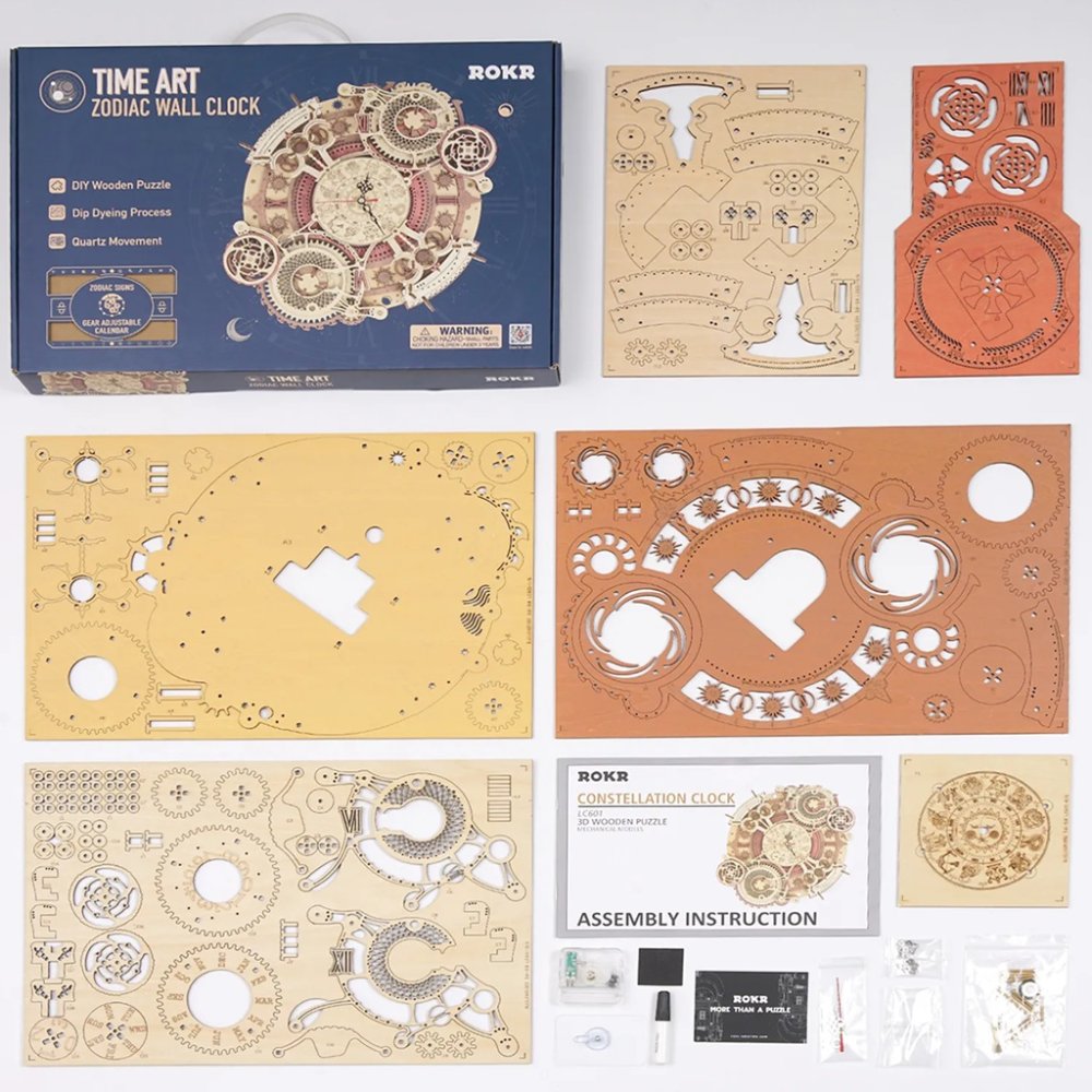 Puzzle 3D en bois mécanique RoboTime - Horloge avec calendrier – Image 6