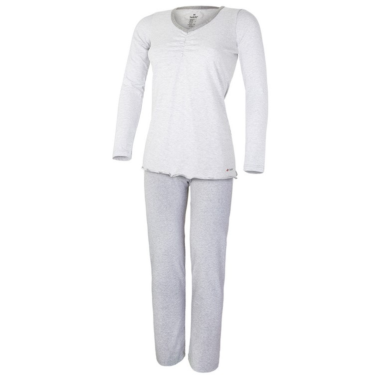 Damen DR Outlast® Set - Streifen Weißgrau meliert/Grau meliert L