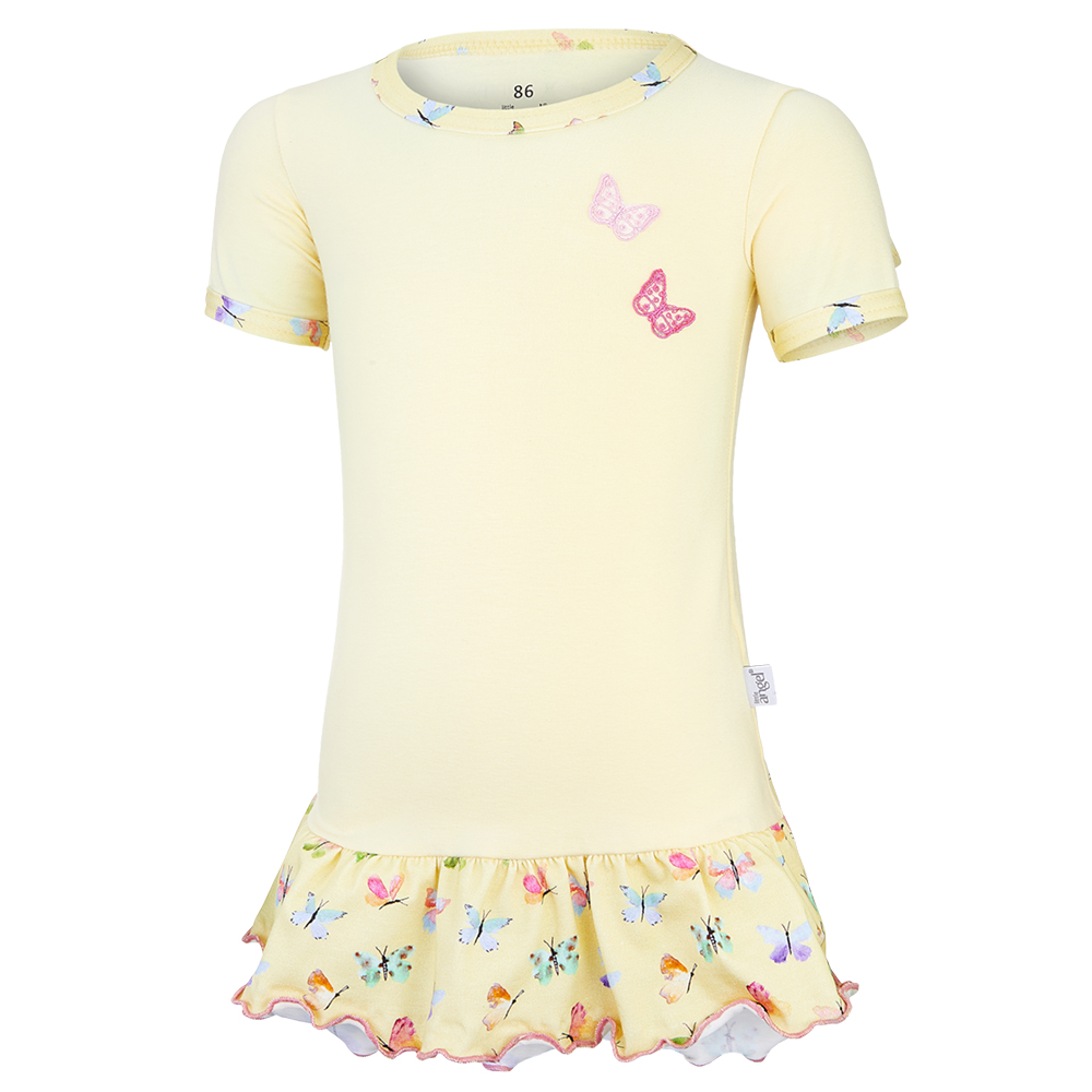 Vékony tunika Outlast® - világossárga/pillangók 128