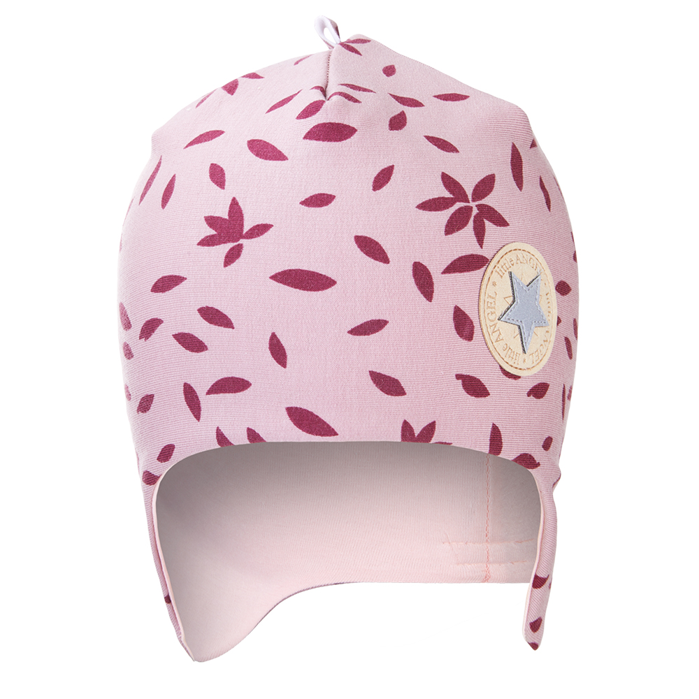 Bélelt lapföldi sapka BIO Outlast ® - bordó levelek/világos púder 3 | 42-44 cm