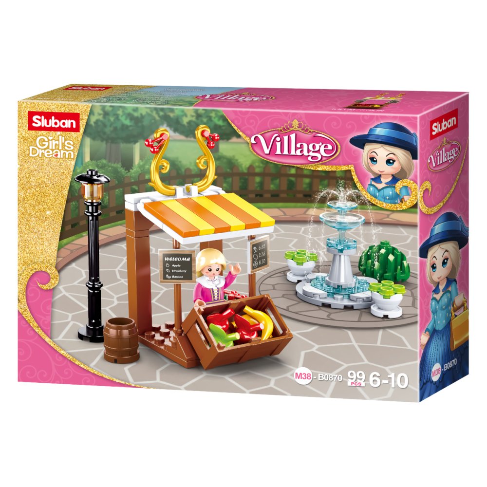 Sluban Girls Dream Village M38-B0870 Dobový stánek s ovocem a fontána (obrázek 5)
